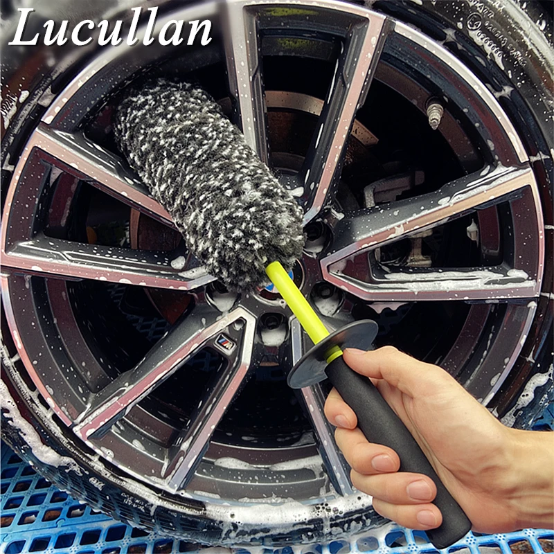 Lucullan Red Wheel and Rim Brush   Microfiber Safe For Exhaust, Tires, Rims, Engine Bays