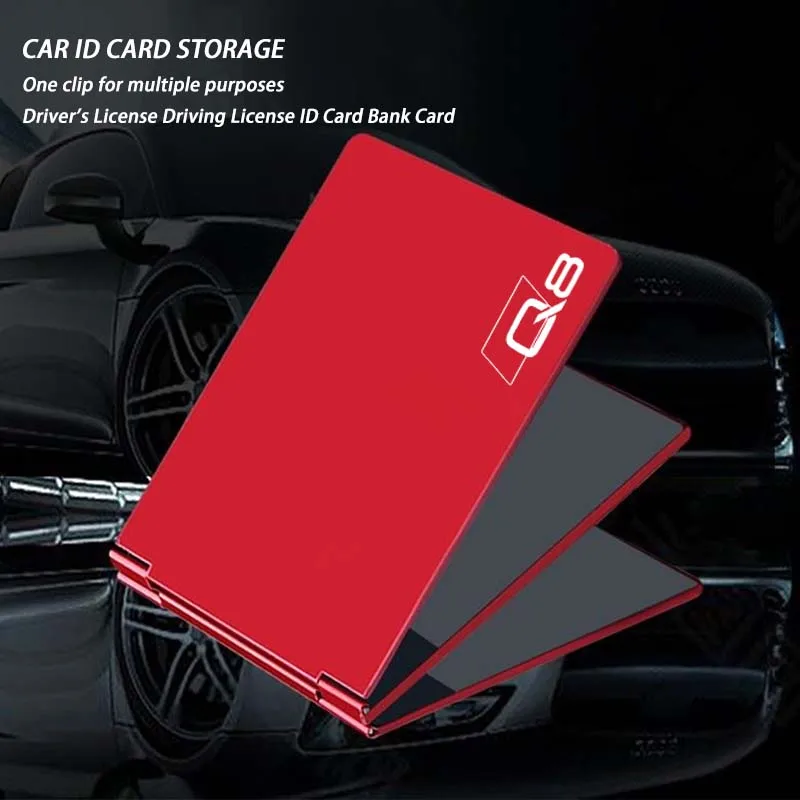 

Car Driver'S License Cover Metal Key Card ID Bag For Audi Q8 body kit 2024 Etron Gril badge Accessories Logo Carplay key cover