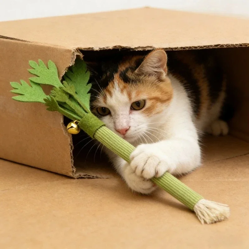 Katzen-Kauspielzeug mit Katzenminze zur Zahnreinigung, Interaktives Selbstspielzeug, Quietschende Kausticks für Katzen – Detail 5