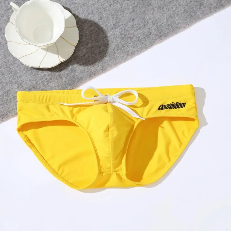 Maillot de bain taille basse élastique pour homme, short confort, couleur unie, tendance, sexy, jeune, triangle