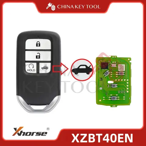 1PCS XHORSE XZBT40EN 4 Button For Honda Remote PCBs for Civic 2016-2019 With Key Shell