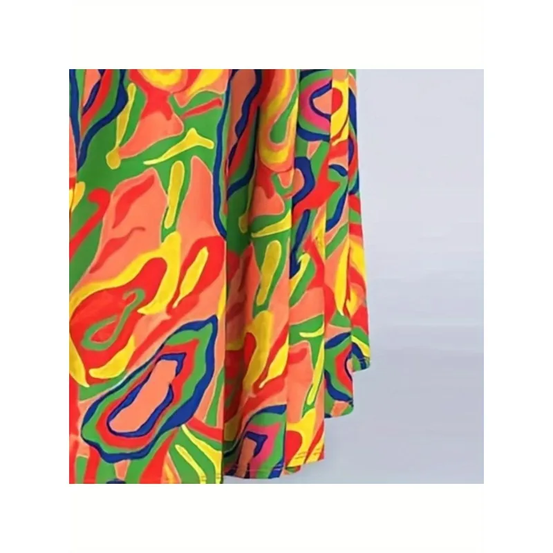 Plus Size New Women's Fashionable Casual Autumn Comfortable Color Printed Short Sleeved Dress