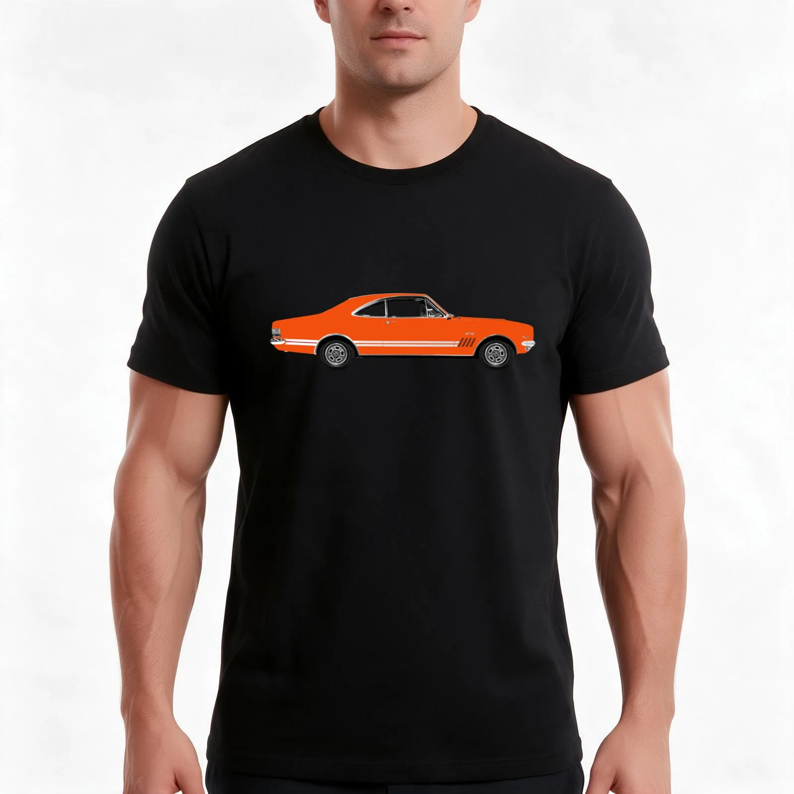 HT Holden GTS Monaro 1970 Sebring Orange on Black T-Shirt Summer Casual Cotton Tee Oversized Streetwear Tops Unisex Men Women