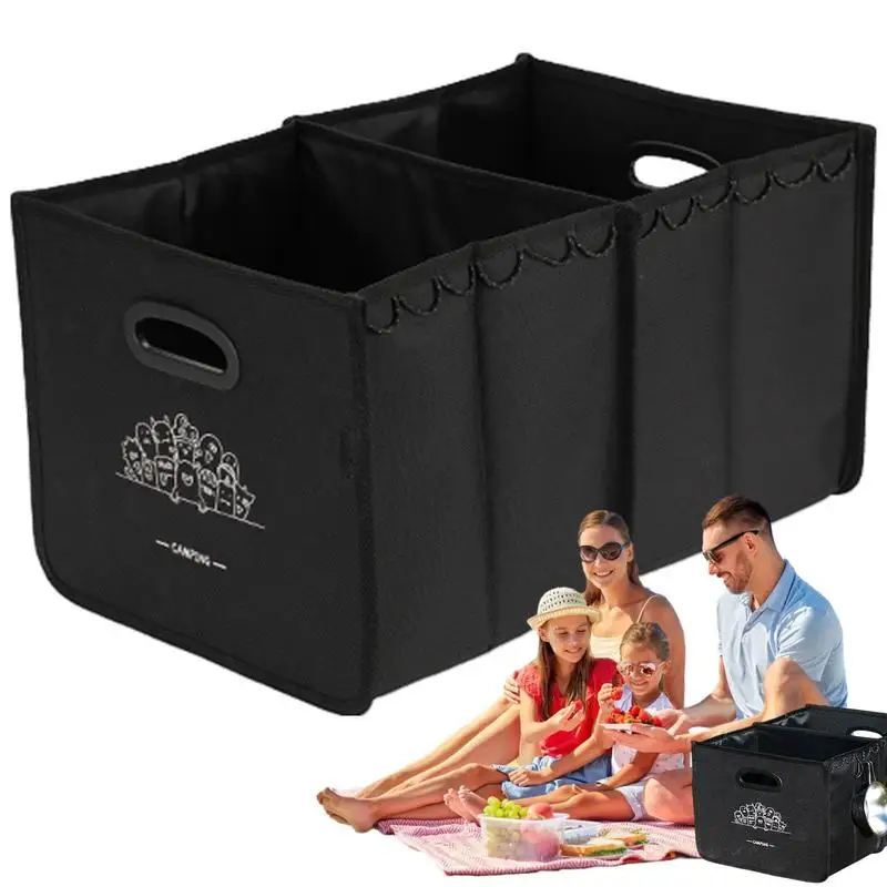 Camping Storage Bin Foldable Grocery Tote Box Large Capacity Camping Carrying Box Grocery Tote Box With Handles For Picnics