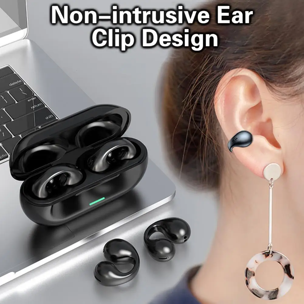 S2 Bluetooth-compatible Earphones Bone Conduction Ear Clip Painless Noise Reduction Surround Sound Wireless Earbuds Headphones S