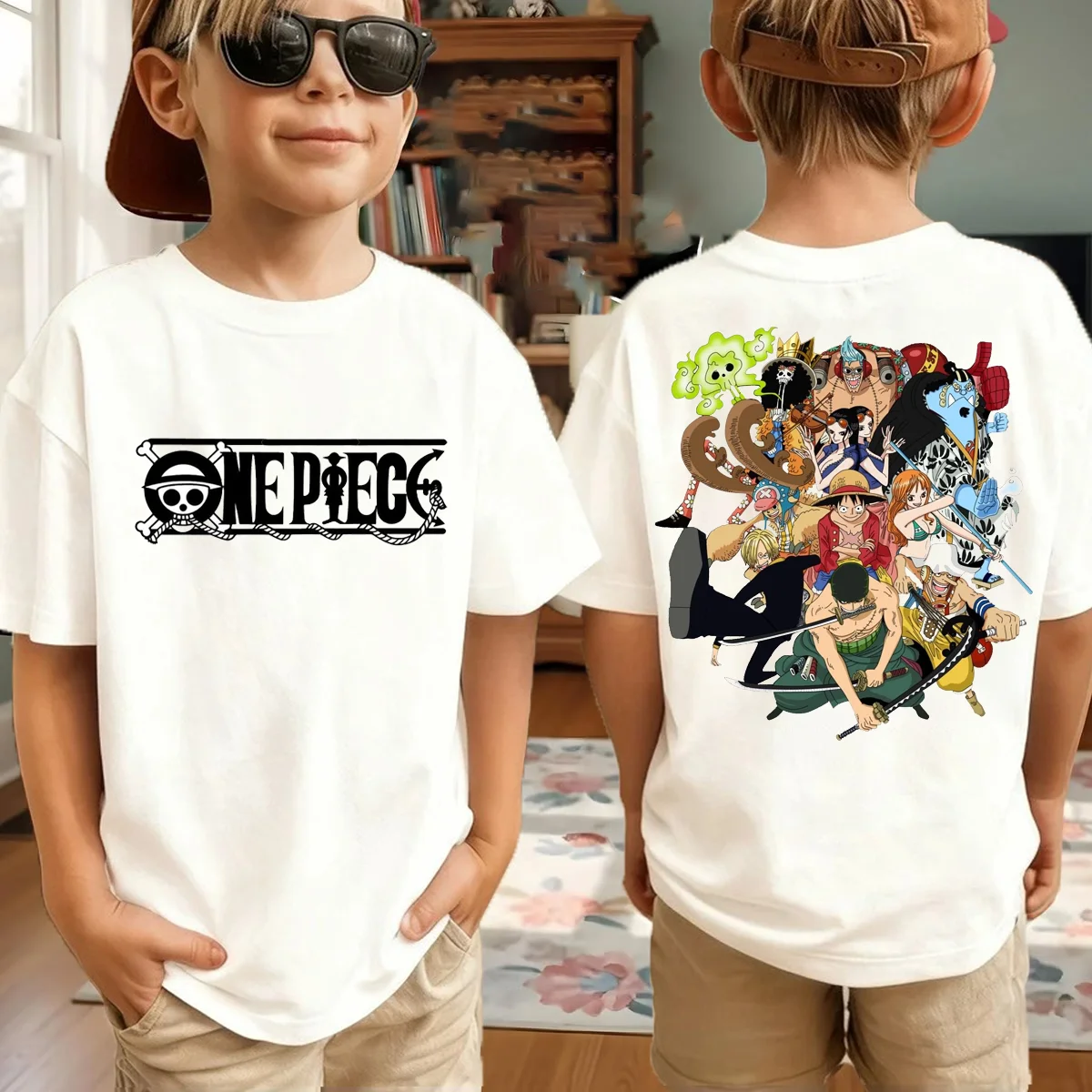 

One Piece Japanese Anime Printed Men's T-Shirt Roronoa Zoro Boy Children's Harajuku Short Sleeve Kids Luffy T-shirt Clothing