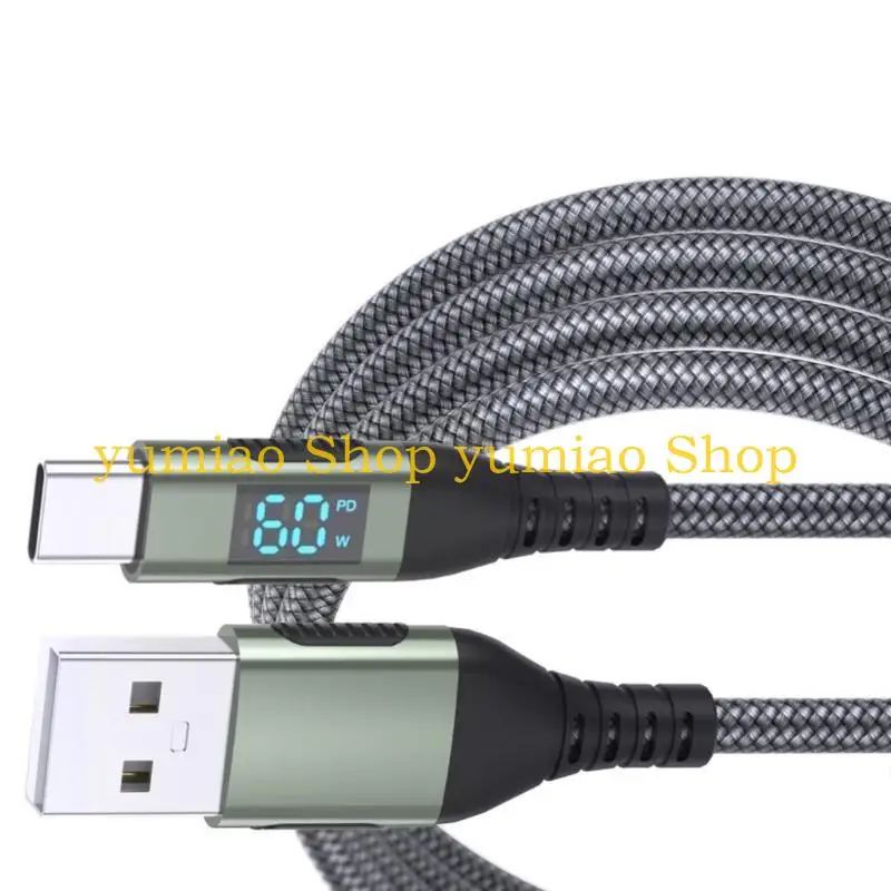 587B USB C Cable Fast Charging UBS C Cord Speed  Charing Cable LED Display USB Cable Multifunctional for Smartphones 