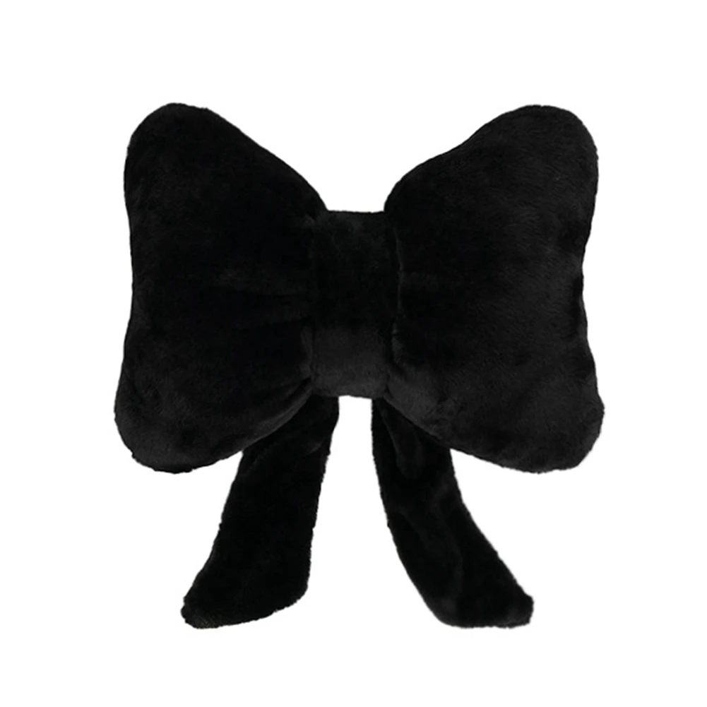 Bow Pillow Bow Shaped Throw Pillow,Soft Bowknot Lumbar Pillow,Home Decorative Throw Pillows Car Backrest Cushion Black