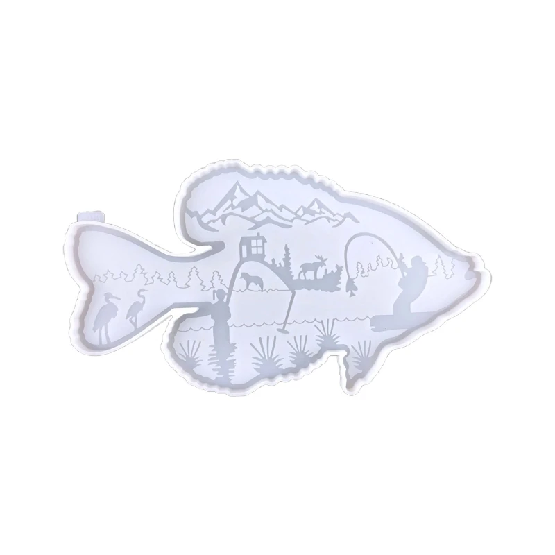 Fishing Desktop Ornaments Wall Pendant Silicone Mould for Epoxy Resin Casting Animal Crafts Modern Home Decorations