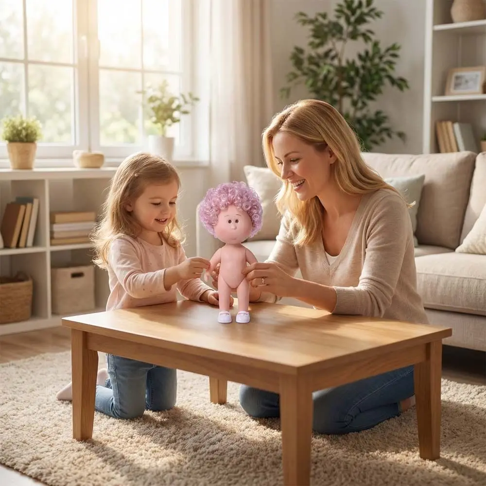 

Fashion Curly Hair 14cm Bean Eye Vinyl Doll Dress Up Movable Mia Potato Dolls 14cm Dark Skin Action Figure Body DIY Toys