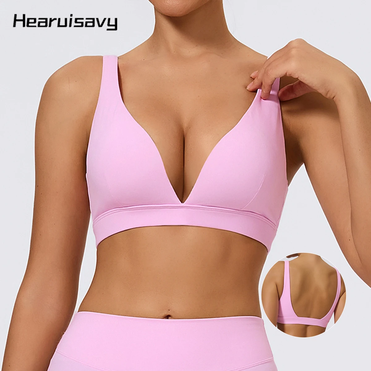Hearuisavy Summer Women's Push-Up Sports Bra Gym Yoga Top Breathable Quick-Dry High Impact Fitness Crop Top for Running Workout