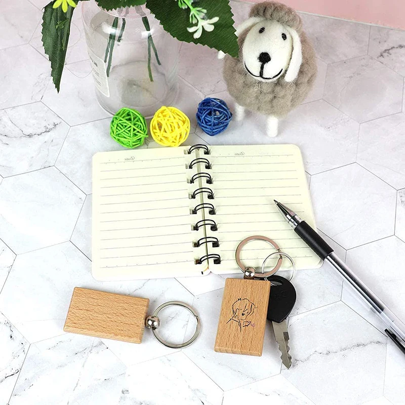 10pcs Blank Wooden Tags ID Engraved Keychain Home Car Inner Decoration DIY Wind Chime Keyrings Pendants Gifts For Family Parents