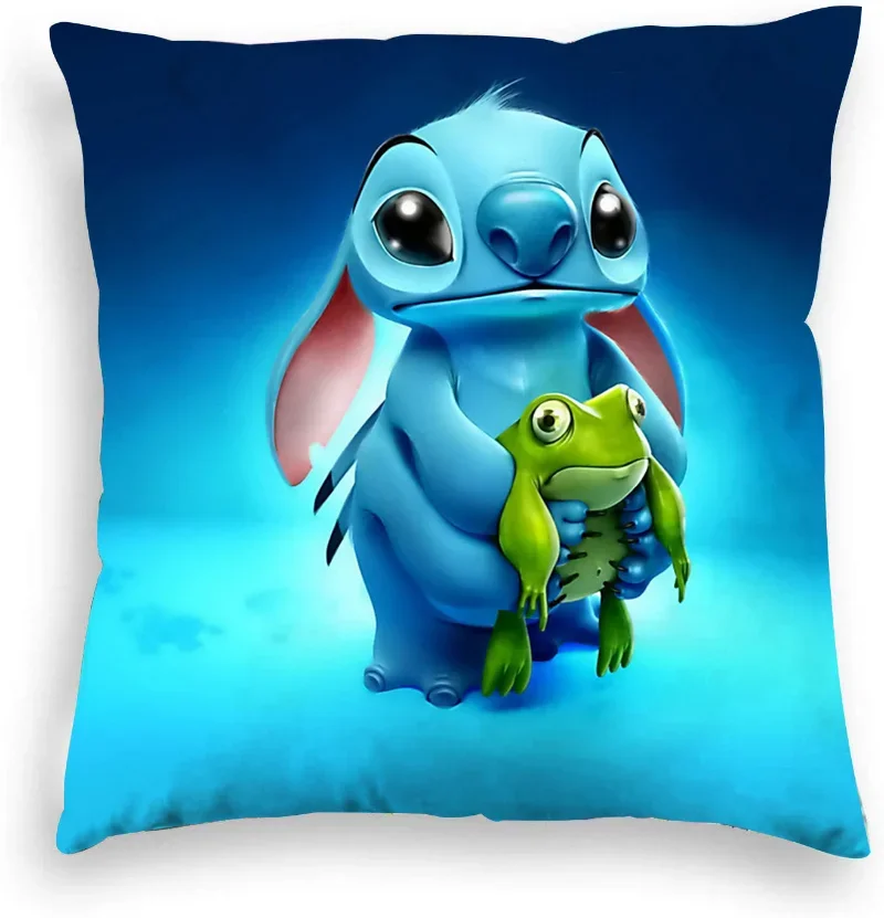 Disney-funda de cojín de Lilo & Stitch para niños, juguetes de peluche, funda de almohada de Anime Kawaii, decoración del hogar, regalos de