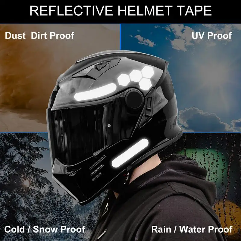 Black reflective stickers motorcycle riding helmet reflective stickers Self-Adhesive Reflective Tape for Nighttime Safety