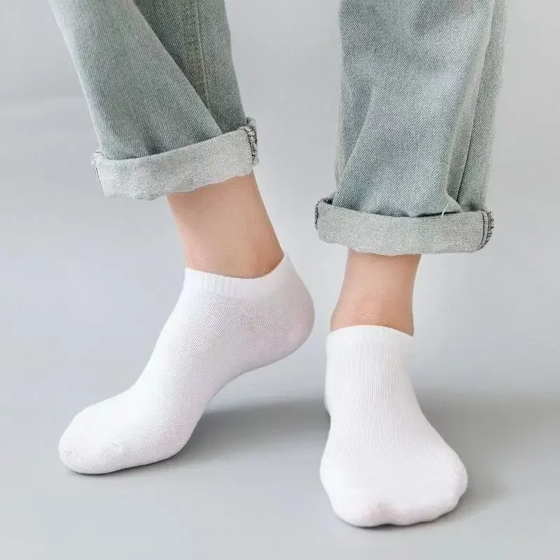 5 Pairs Unisex Casual Plain Color Boat Socks Thin Breathable Comfy Anti Odor Sweat-absorbing Low Cut Ankle Socks For Men Women