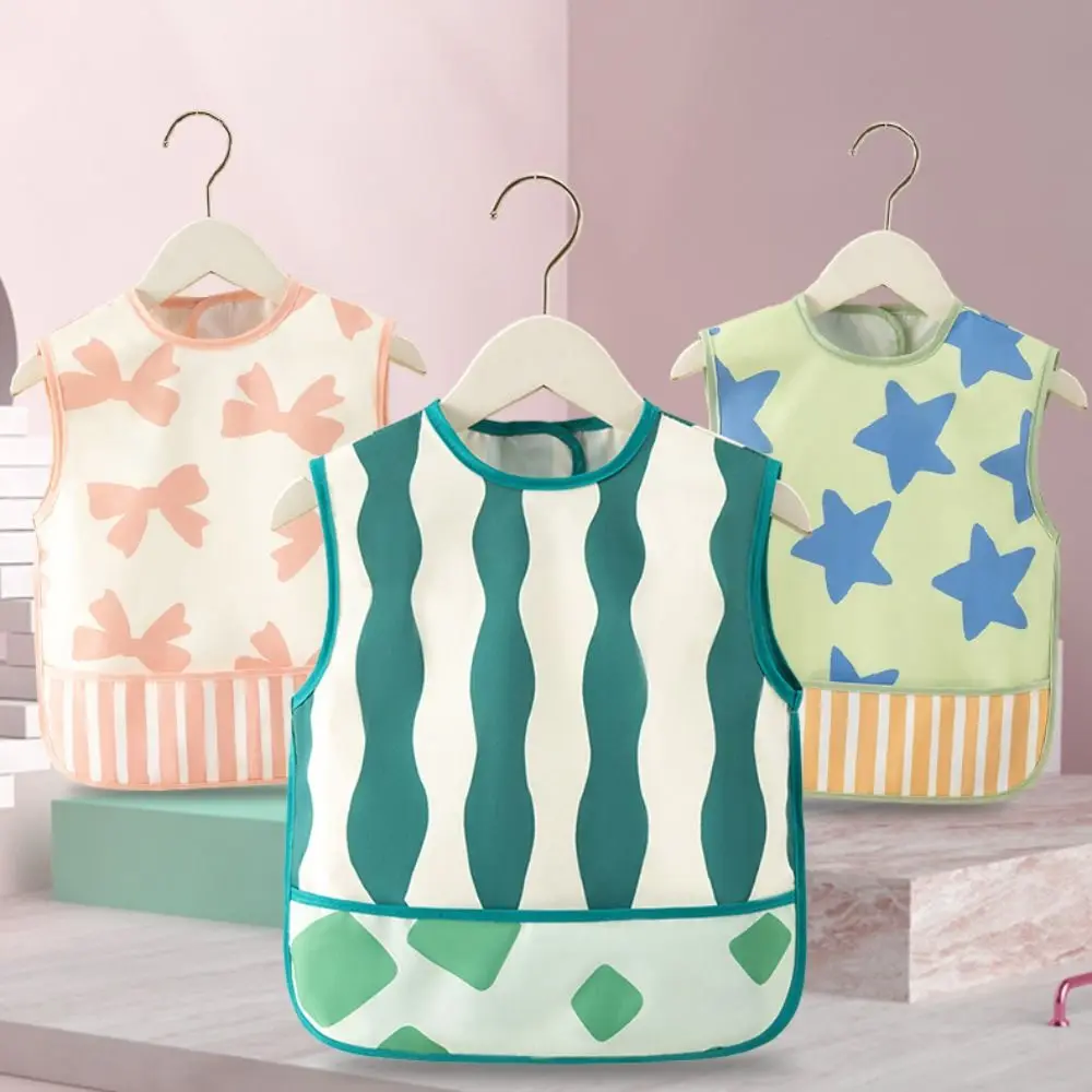 

Cartoon Pattern EVA Baby Bibs Adjustable Pocket Design Waterproof Baby Bibs with Straps Waterproof Baby Apron Children Wear
