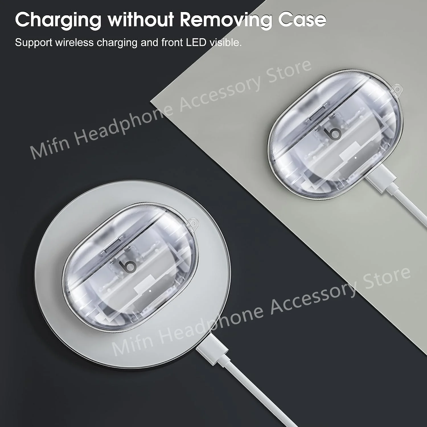 شفاف كريستال حافظة تي بي يو للنساء ، لينة سيليكون الغطاء الواقي مع سلسلة المفاتيح ، يدق استوديو براعم الحال ، براعم زائد