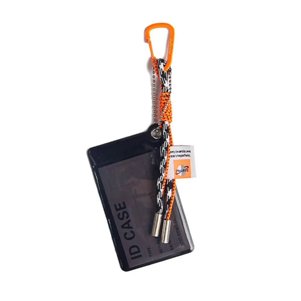 Fluorescent Color Card Holder Lanyard Transparent Metal Keyring ID Card Strap PVC Material Weave Rope Credential Holder