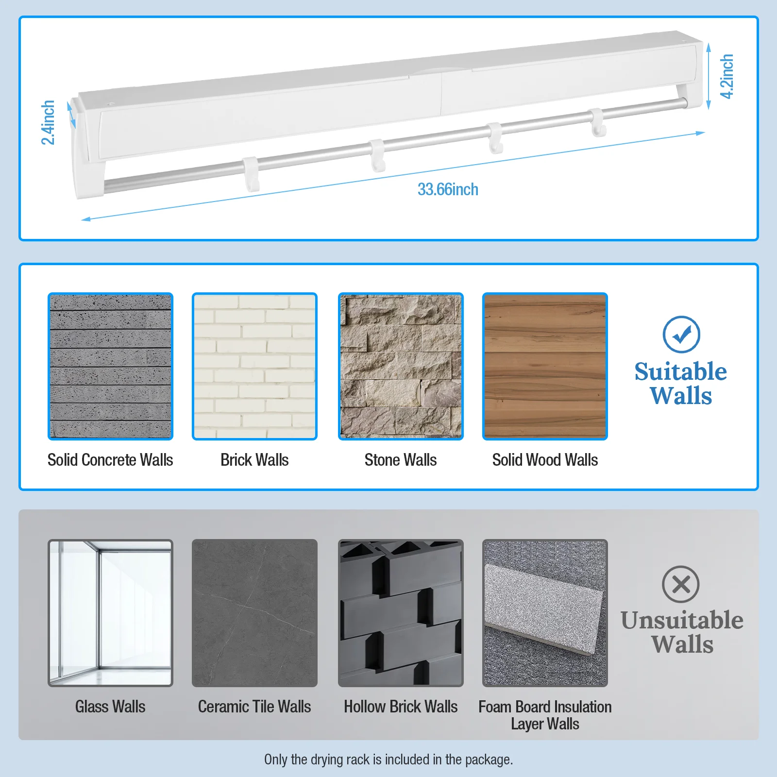 7 قضبان قابلة للطي رف غير مرئي جدار جبل تجفيف شماعات قابل للسحب للطي مجفف الرف 84*43.5*6 سنتيمتر #4