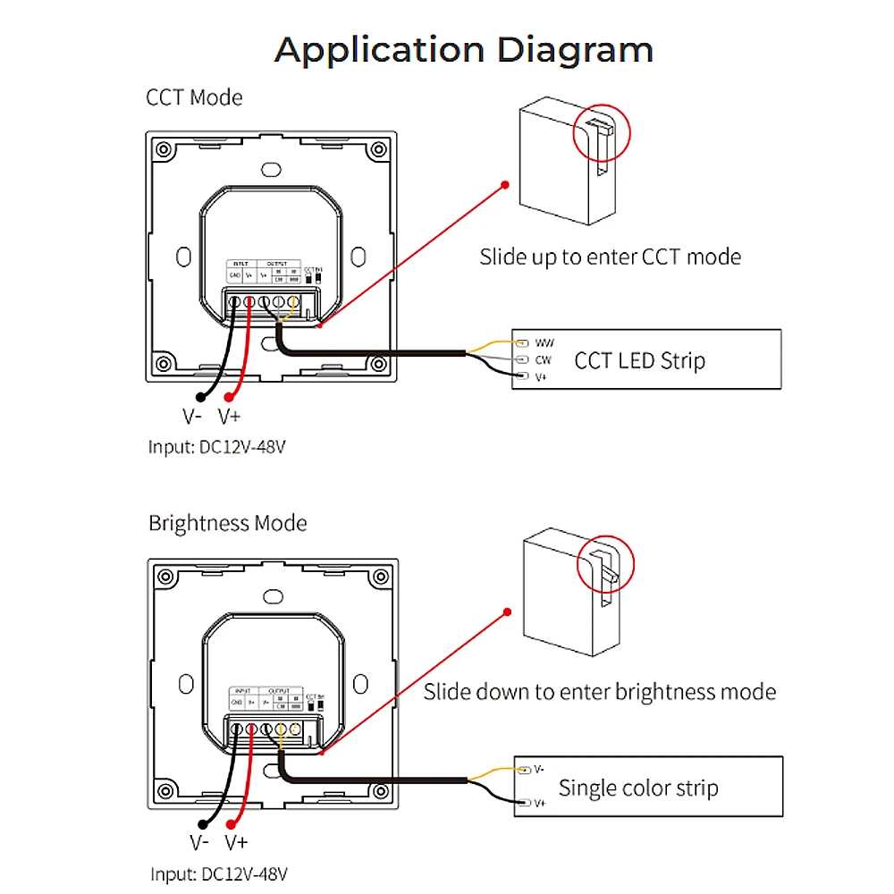 P0 Rotating Switch Panel Remote Color Temperature Brightness Dimming Knob Adjust LED Controller Wall Mounted For CCT LED Lamp