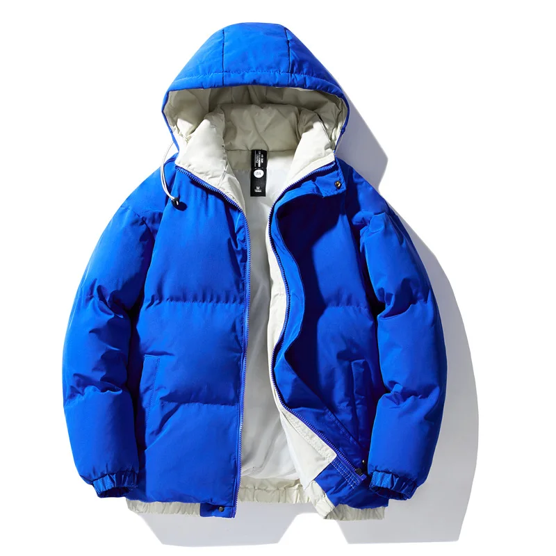 Men's Hooded Parka Cotton Padded Jacket Male Coat Zipper Pockets Thick Waterproof Coldproof Outerwear Streetwear Chic