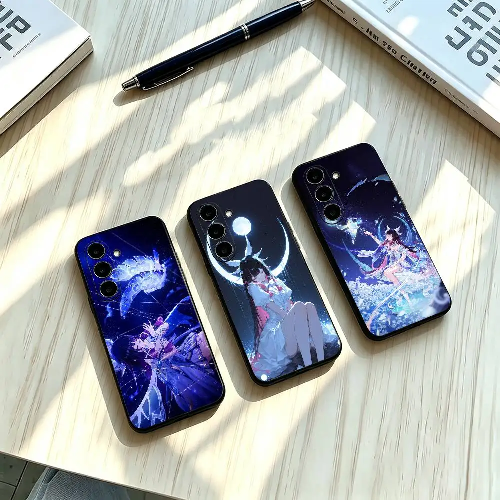 Columbina Lunar Reactions Genshin Basic Phone Case For Samsung A73 20,21s,22,31,32,52,53,72 Soft Black Shell
