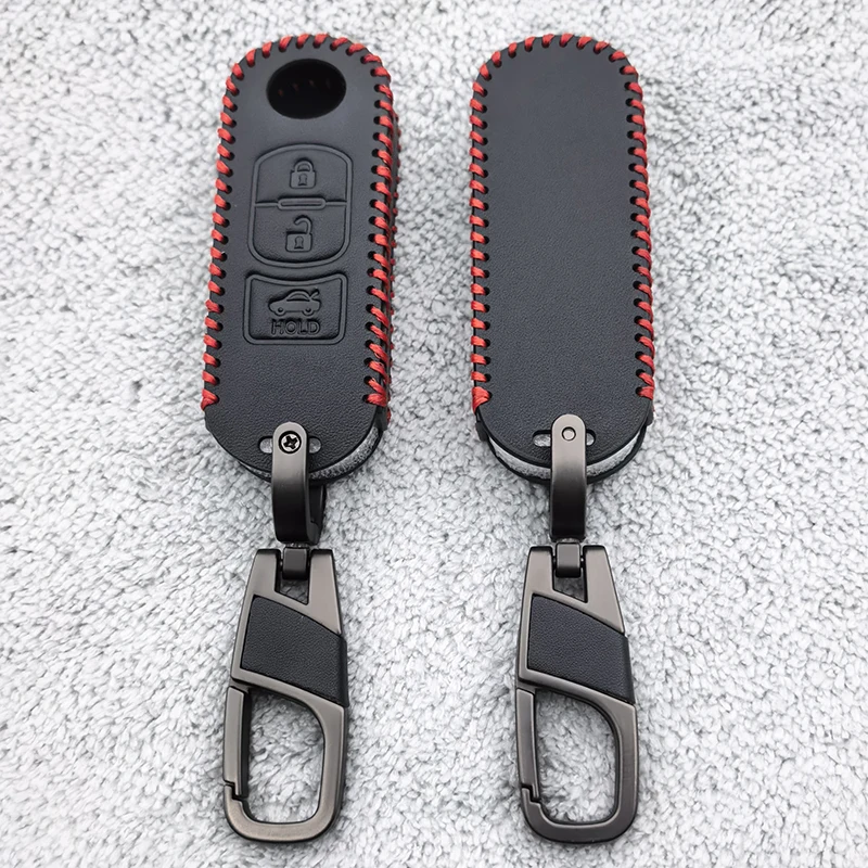 Leather Car Remote Key Cover for Mazda 2 3 6 Atenza Axela Demio CX-5 CX5 CX-3 CX7 CX-9 2015 2016 2017 2018 2019 Case Holder Fob view 6