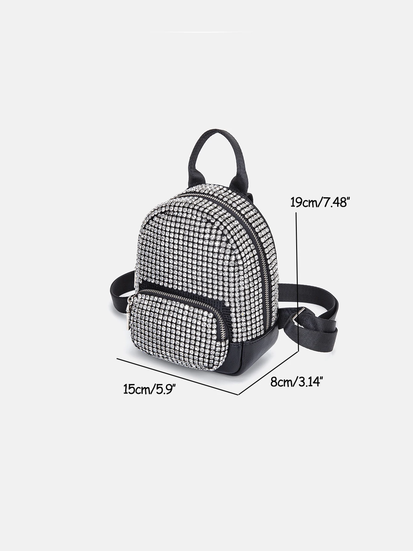 JIOMAY Fashion Mini Backpack Luxury Brand Designer Bag Lightweight Women Leather Backpack Personality Rhinestone Backpack