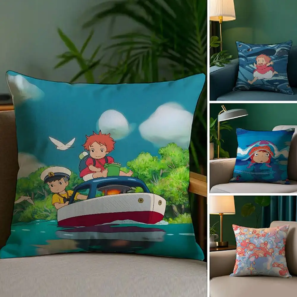 

Cute Anime P-PonyoS Pillow Case Soft Plush Fabric Double Sided Print Decorative Home Living Room Gift Cushion