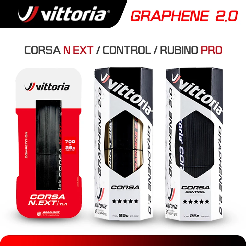 Vittoria-neumático sin cámara de grafeno para carretera, cubierta plegable de 700C, Corsa NEXT, Corsa Control, Rubino Pro 700 × 25/28/30C