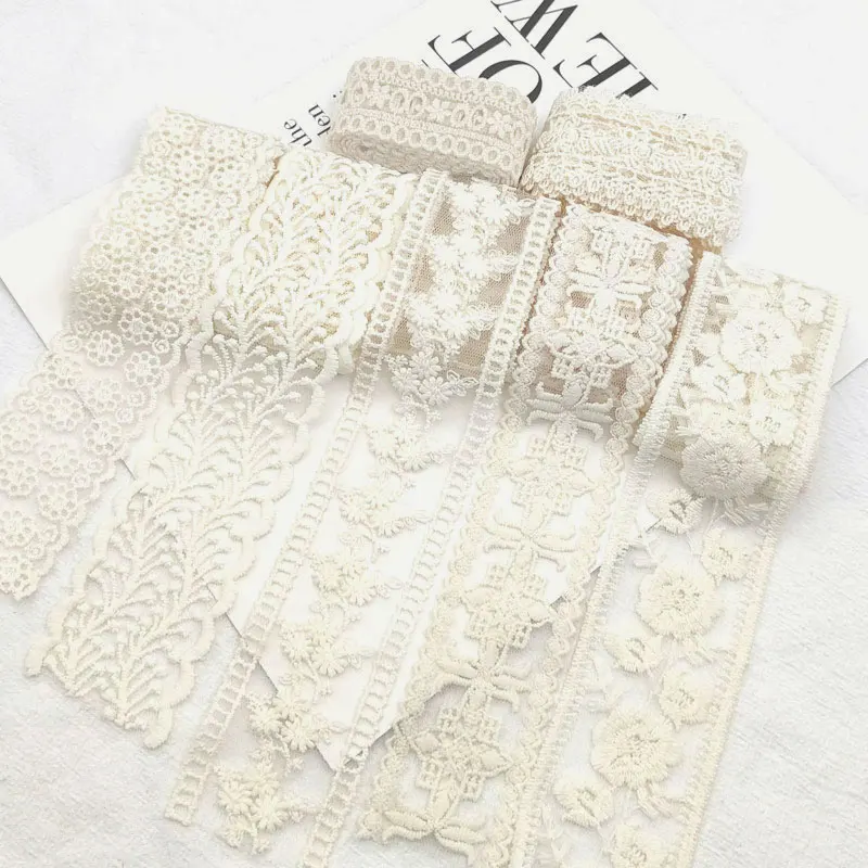 Lace Fabric Crafts 2022 Embroidery 1yard Ribbon for DIY Handmade Hairpin 3.5/4cm Sewing Handicraft Accessories Decoration G128