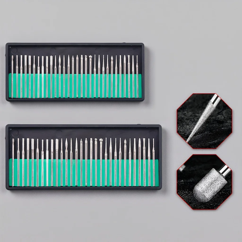 

30 шт. набор алмазных шлифовальных игольчатых наконечников-гравировка, резьба, удаление заусенцев, полировка, инструмент для обработки нефритового дерева