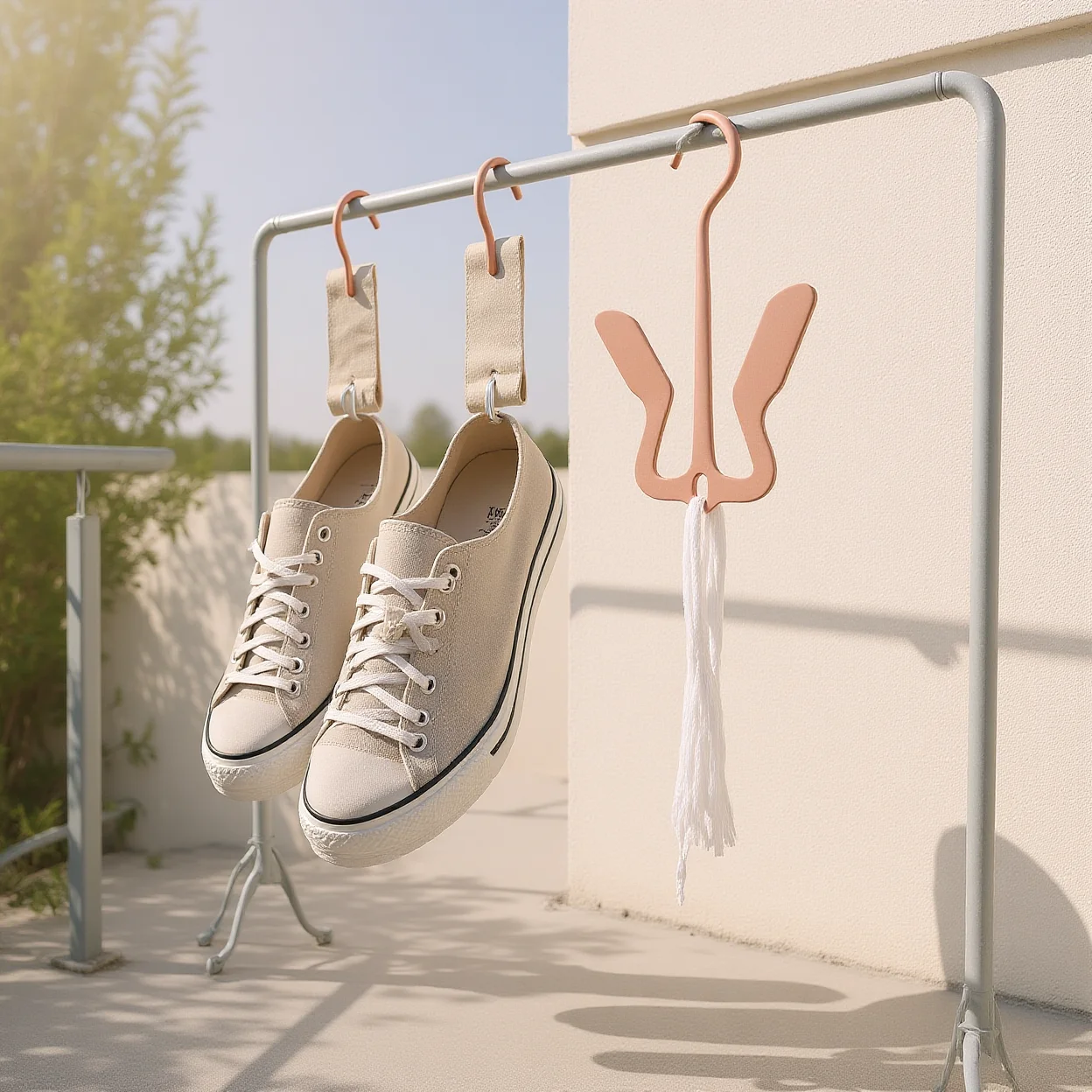 Windproof Shoe Organizer Wear-Resistant Pp Plastic Hanging Rack Shoe Hanger Windproof Folding Shoe Dryer For Outdoor Drying
