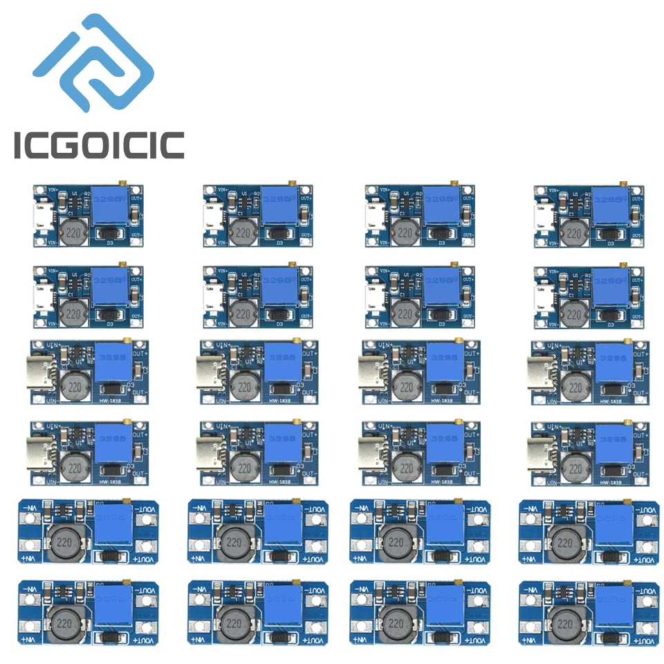 5/10szt MT3608 DC-DC TYPE-C Micro Regulowany moduł podwyższający 2A DC Moduł konwertera mocy 2V-24V do 5V 9V 12V 28V