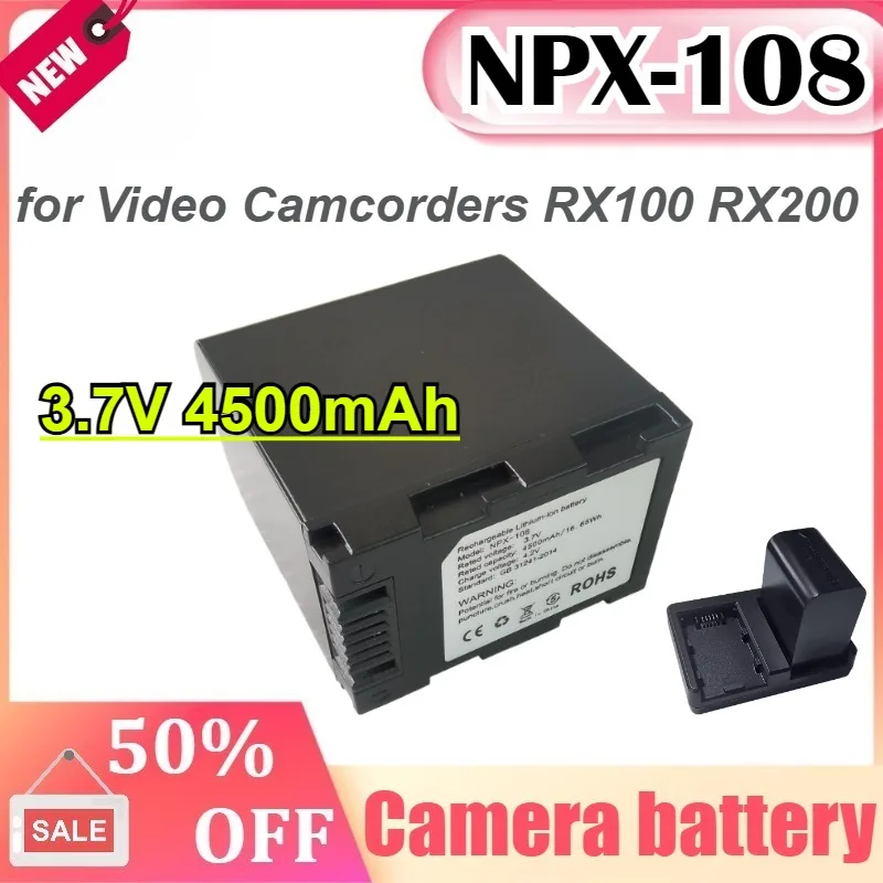 

NPX-108 Camera Battery Pack&Dual Charger 3.7V 4500mAh for Video Camcorders RX100 RX200 Rechargeable Battery Li-ion Batteries