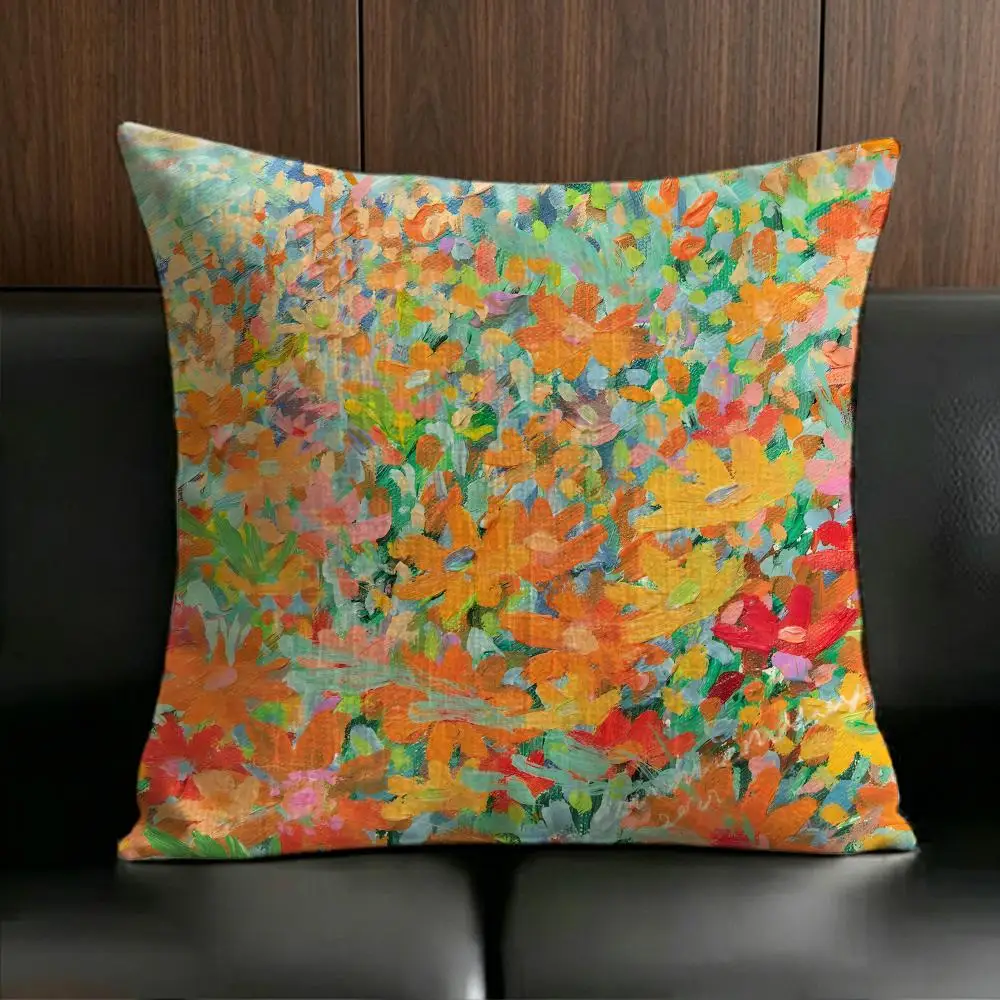 Retro Chic S-Sunrise Scenery Cushion Cover Anti-dustmite Pillowcase Invisible zipper silky short plush Sofa cushion cover