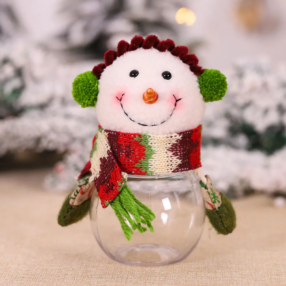 

3pcs Christmas Candy Jars with Lids Plastic Sweet Decorative Cloth Bowl Elder Santa Claus Gift Ideas Xmas Party SuppliesCandy