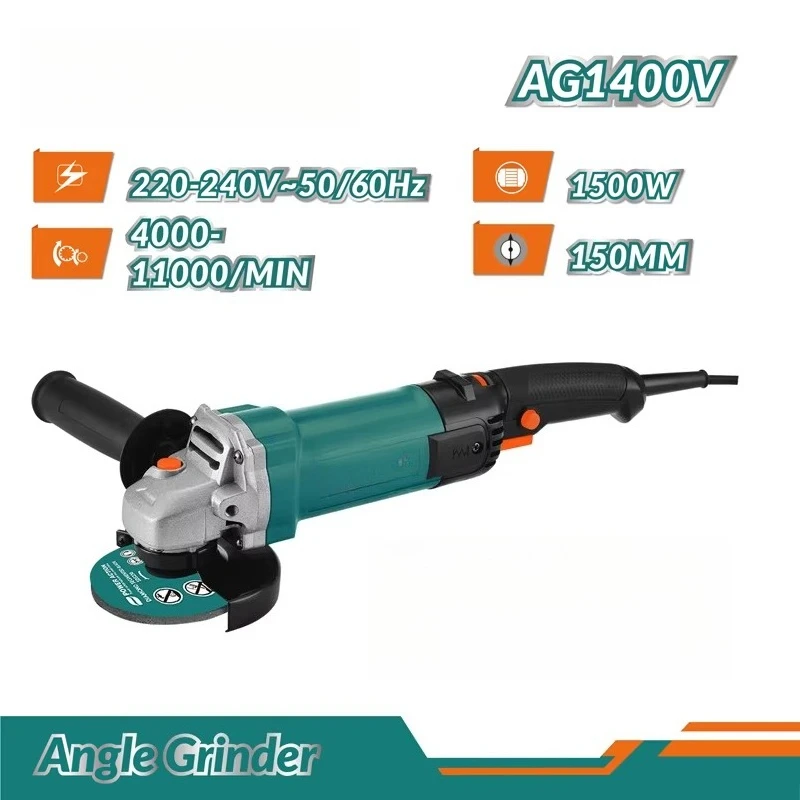 150mm 1400W Easy Change Carbon Brush Two Position Handle Big Electric Angle Grinder