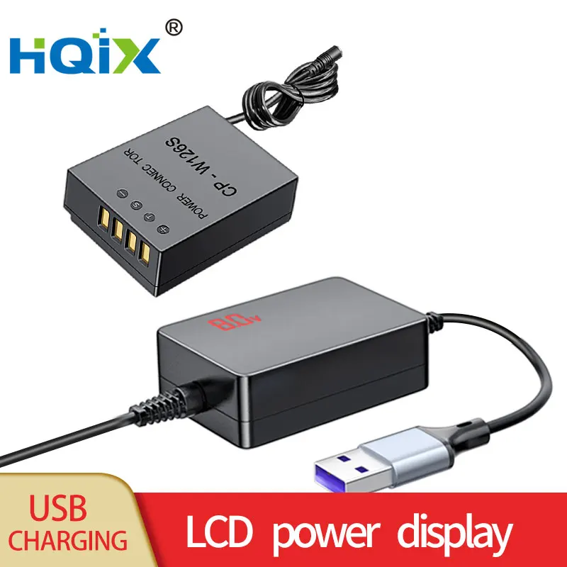 HQIX for Fujifilm X-T100 X-T200 X-M1 X-H1 X100V XS-10 HS30EXR HS35EXR HS50EXR Camera NP-W126S Virtual Battery USB Power Adapter