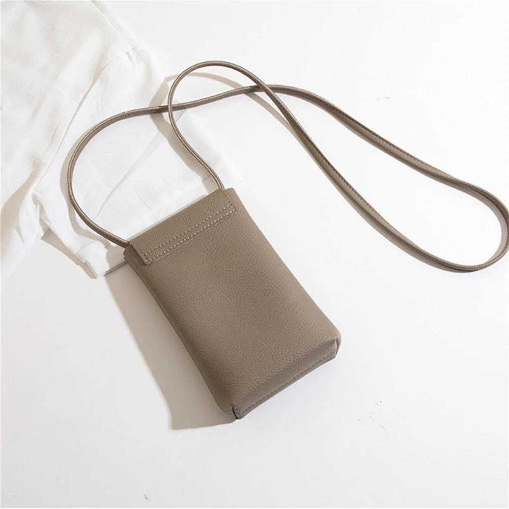 Damska miękka skórzana torby typu Crossbody z klapką modna uniwersalna torba na telefon na ramię prosta solidny portfel torebka torebka podróżna — zdjęcie 6