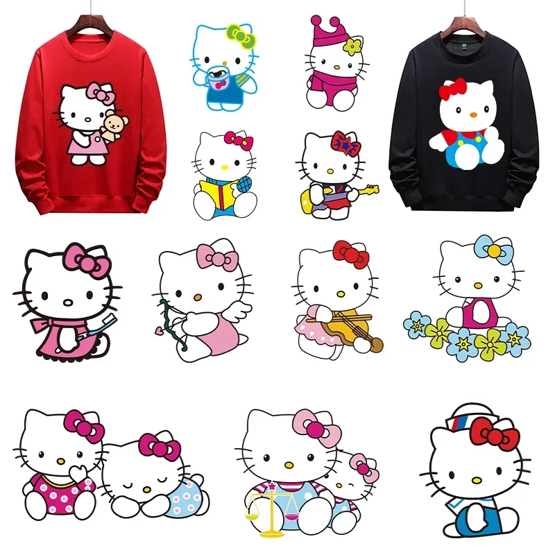 Hello Kitty Cute Cartoon Image Hot Stamping Sticker Children's Fashion Charm Birthday DIY Gift Youth Clothing Backpack