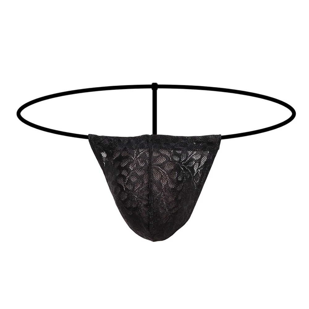 

Elastic Panties Low Waist Underpants Sexy Lace Mesh Bulge Pouch Chart Fabric Thong Briefs Waist Comfort Elastic