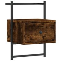 vidaXL Räuchereiche Wand-Nachttisch aus Holzwerkstoff 35x30x51 cm, mit Schublade, wandmontierbar für mehr Stauraum