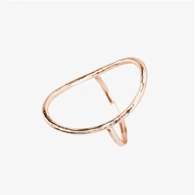 2026 Minimalist Oval Shaped Finger Ring for Women - 3 Metal Colors Daily Wear Hip Hop Fashion Versatile Jewelry for Girls