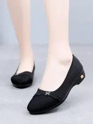 Cloth Shoes Women's Shoes In The Spring And Autumn New Wedge Soft Bottom Non-slip Black Tooling Work Work Shoes A Pedal