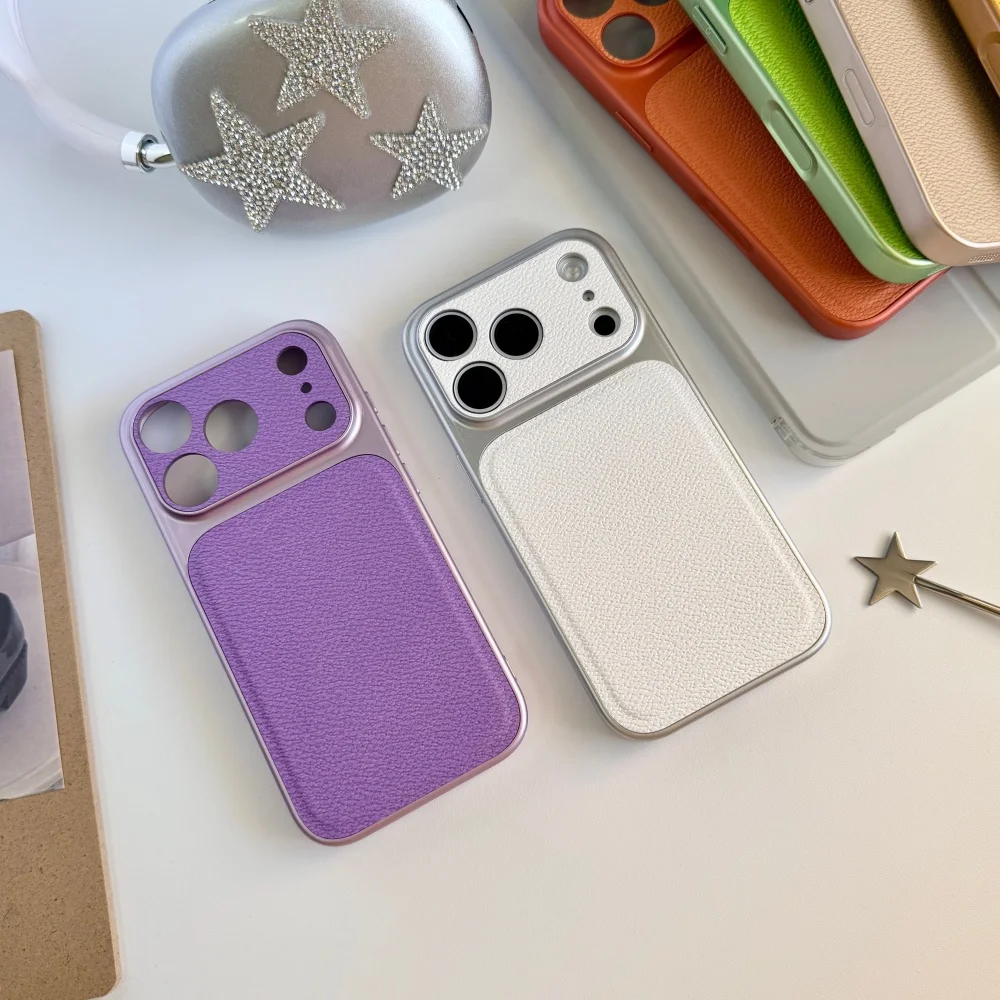Luxuriöse Original Matt-PU-Leder Handyhülle für iPhone 17 16 15 14 13 Pro Max Stoßfeste Vollschutz-Hülle mit Großem Fenster
