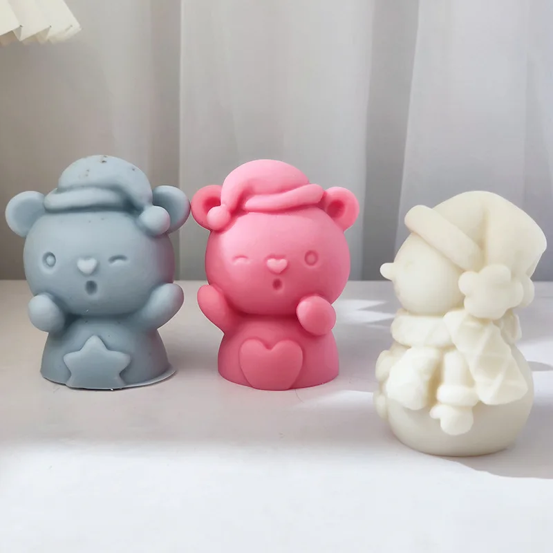 3D Bärtiger Weihnachtsmann Kerzenform Schneemann DIY Duftkerze Gips Harzform Silikon Kuchenherstellung Werkzeug Weihnachtsdekoration Geschenk