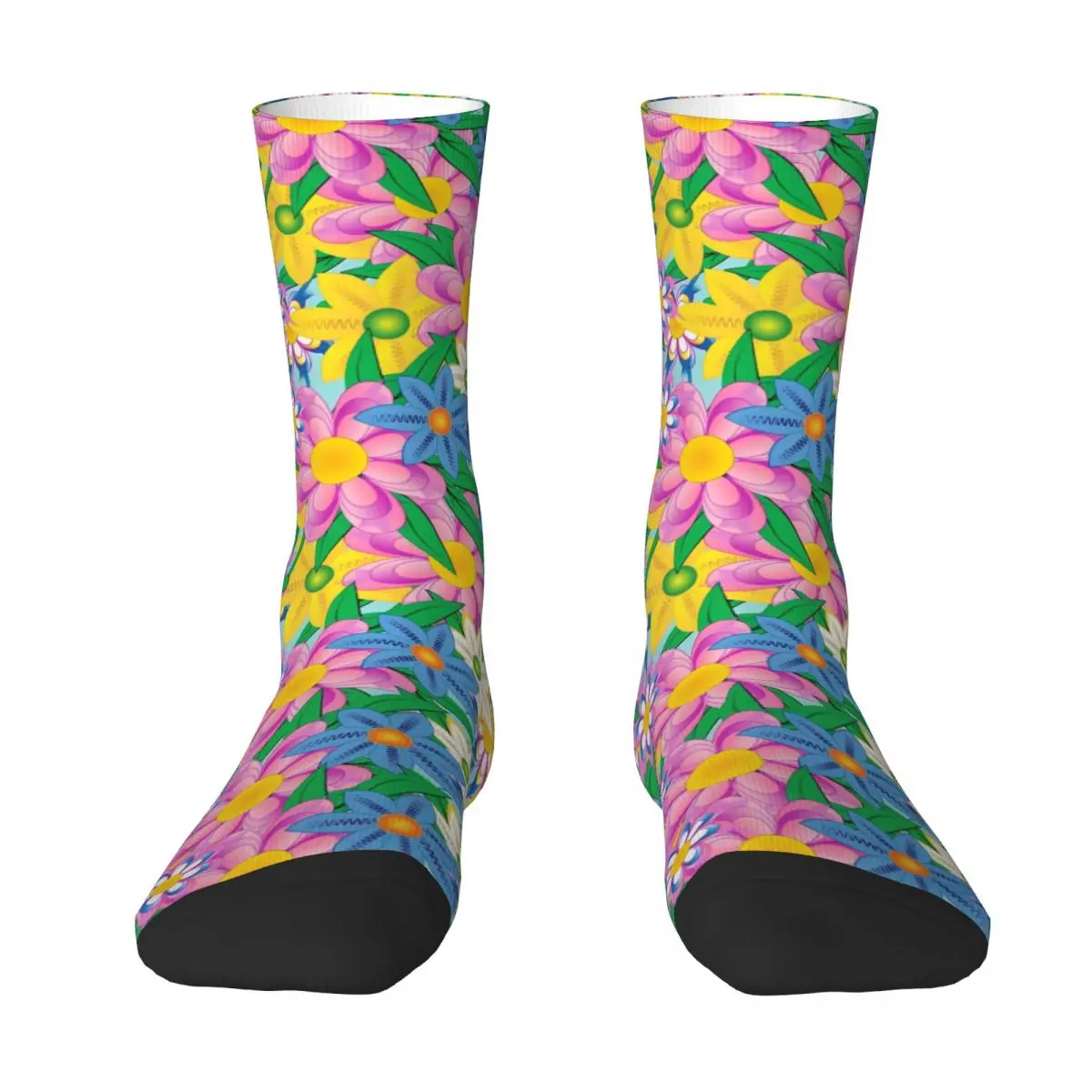 Flower Power Print Stockings Men Ditsy Floral Socks Soft Breathable Modern Socks Winter Running Sports Anti Skid Socks Gift