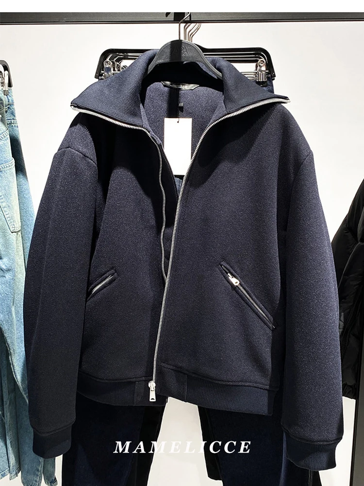 

MAMELICCE Original design Men's knitted high collar faux woolen cotton jacket loose thick co high quality padding jackets