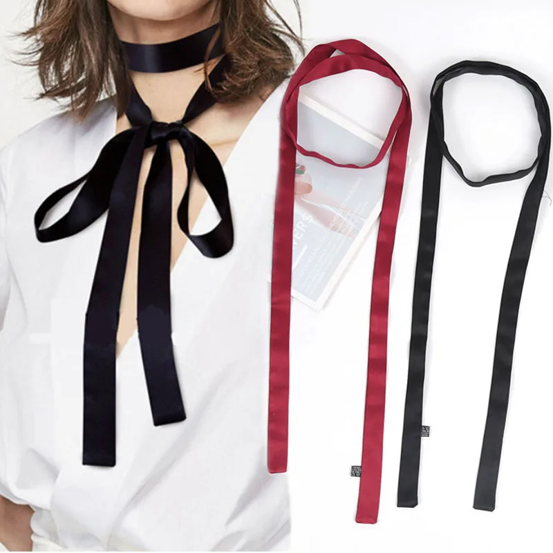 

160cm Long Bag Scarf Women Hair Bands Lady Bag Accessories Skinny Belts Scarves Headband Satin Ribbon Neck Ties Decorative